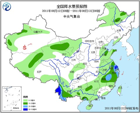 全国降水量预报图